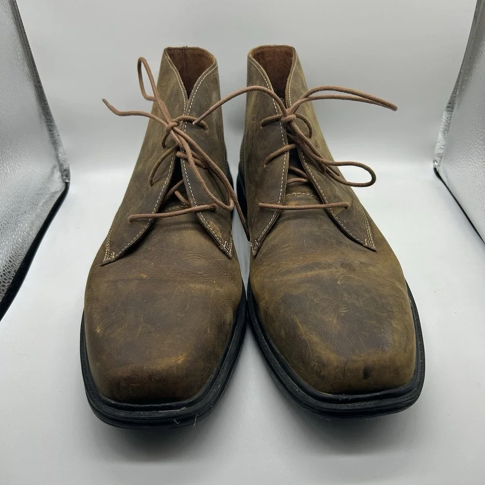 Dr. Comfort Ruk Chukka Boots Men's Size 11.5 W Brown Leather Lace Up Square Toe